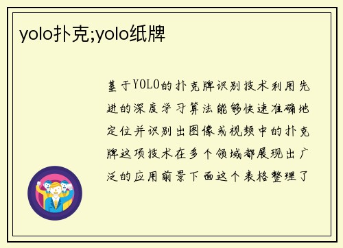 yolo扑克;yolo纸牌